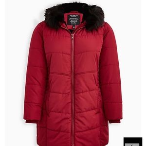 Torrid NYLON FUR TRIM FIT AND FLARE PUFFER